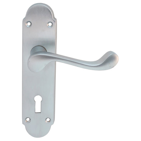 High quality image of Carlisle Brass - Oakley Lever on Lock Backplate - Satin Chrome | Sku. dl168sc | Trade Door Handles.