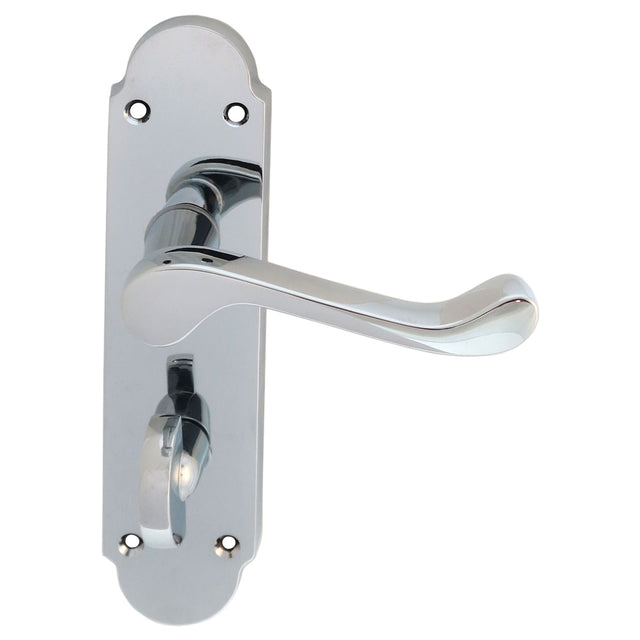 High quality image of Carlisle Brass - Oakley Lever on WC Backplate - Polished Chrome | Sku. dl168wccp | Trade Door Handles.
