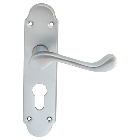 High quality image of Carlisle Brass - Oakley Lever on Euro Lock Backplate - Satin Chrome | Sku. dl168ysc | Trade Door Handles.