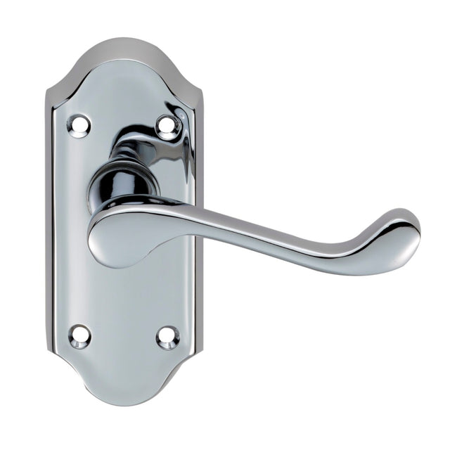 High quality image of Carlisle Brass - Ashtead Lever on Short Latch Backplate - Polished Chrome | Sku. dl16cp | Trade Door Handles.