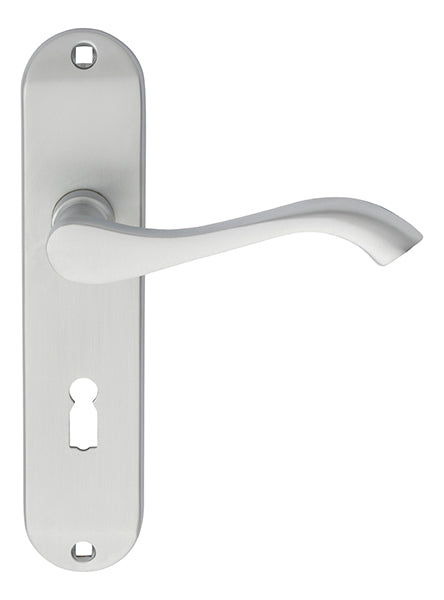 High quality image of Carlisle Brass - Andros Lever on Lock Backplate - Satin Chrome | Sku. dl180sc | Trade Door Handles.