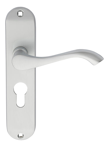 High quality image of Carlisle Brass - Andros Lever on Euro Lock Backplate - Satin Chrome | Sku. dl180ysc | Trade Door Handles.