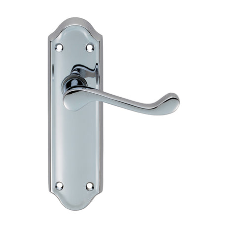 High quality image of Carlisle Brass - Ashtead Lever on Latch Backplate - Polished Chrome | Sku. dl18cp | Trade Door Handles.