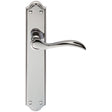 High quality image of Carlisle Brass - Madrid Lever on Long Latch Backplate - Polished Chrome | Sku. dl291cp | Trade Door Handles.