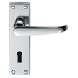 High quality image of Carlisle Brass - Victorian Ascot Lever on Lock Backplate - Polished Chrome | Sku. dl30cp | Trade Door Handles.