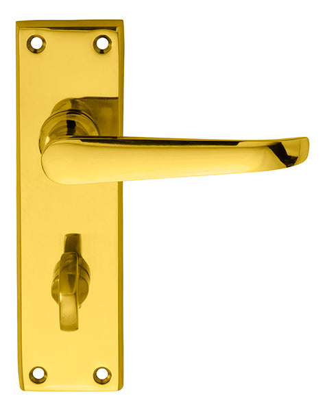 High quality image of Carlisle Brass - Victorian Ascot Lever on WC Backplate - Polished Brass | Sku. dl30wc | Trade Door Handles.