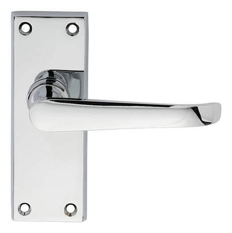 High quality image of Carlisle Brass - Victorian Ascot Lever on Short Latch Backplate - Polished Chrome | Sku. dl31cp | Trade Door Handles.