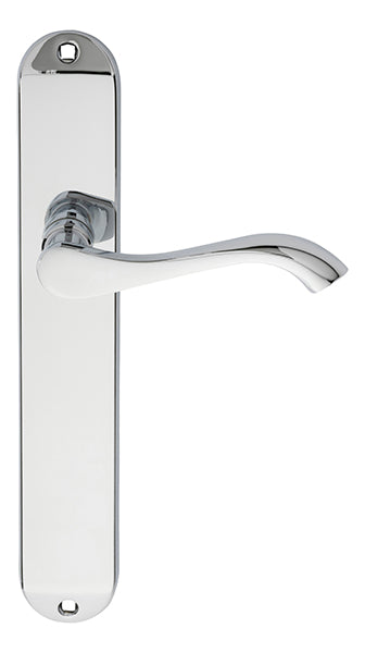 High quality image of Carlisle Brass - Andros Lever on Long Latch Backplate - Polished Chrome | Sku. dl381cp | Trade Door Handles.