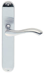 High quality image of Carlisle Brass - Andros Lever on Long Latch Backplate - Satin Chrome | Sku. dl381sc | Trade Door Handles.