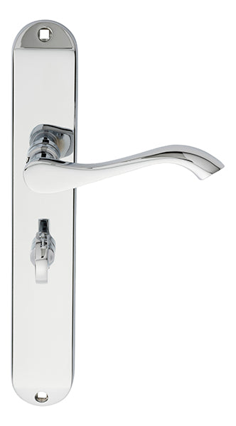 High quality image of Carlisle Brass - Andros Lever on Long WC Backplate - Polished Chrome | Sku. dl382cp | Trade Door Handles.