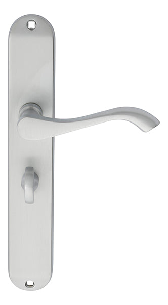 High quality image of Carlisle Brass - Andros Lever on Long WC Backplate - Satin Chrome | Sku. dl382sc | Trade Door Handles.