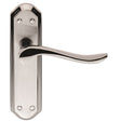 High quality image of Carlisle Brass - Lytham Lever on Latch backplate - Dual Finish-Satin/Polished Chrome | Sku. dl451sccp | Trade Door Handles.