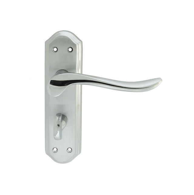 High quality image of Carlisle Brass - Lytham Lever on WC backplate - Dual Finish-Satin/Polished Chrome | Sku. dl452sccp | Trade Door Handles.