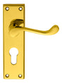 High quality image of Carlisle Brass - Victorian Scroll Lever on Euro Lock Backplate - Polished Brass | Sku. dl54y | Trade Door Handles.