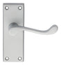 High quality image of Carlisle Brass - Victorian Scroll Lever on Short Latch Backplate - Satin Chrome | Sku. dl55sc | Trade Door Handles.