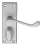 High quality image of Carlisle Brass - Victorian Scroll Lever on Short Privacy Backplate - Satin Chrome | Sku. dl55wcsc | Trade Door Handles.
