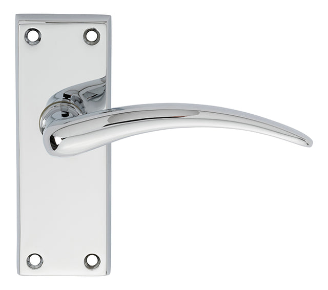 High quality image of Carlisle Brass - Wing Lever on Short Latch Backplate - Polished Chrome | Sku. dl65cp | Trade Door Handles.