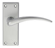 High quality image of Carlisle Brass - Wing Lever on Short Latch Backplate - Satin Chrome | Sku. dl65sc | Trade Door Handles.