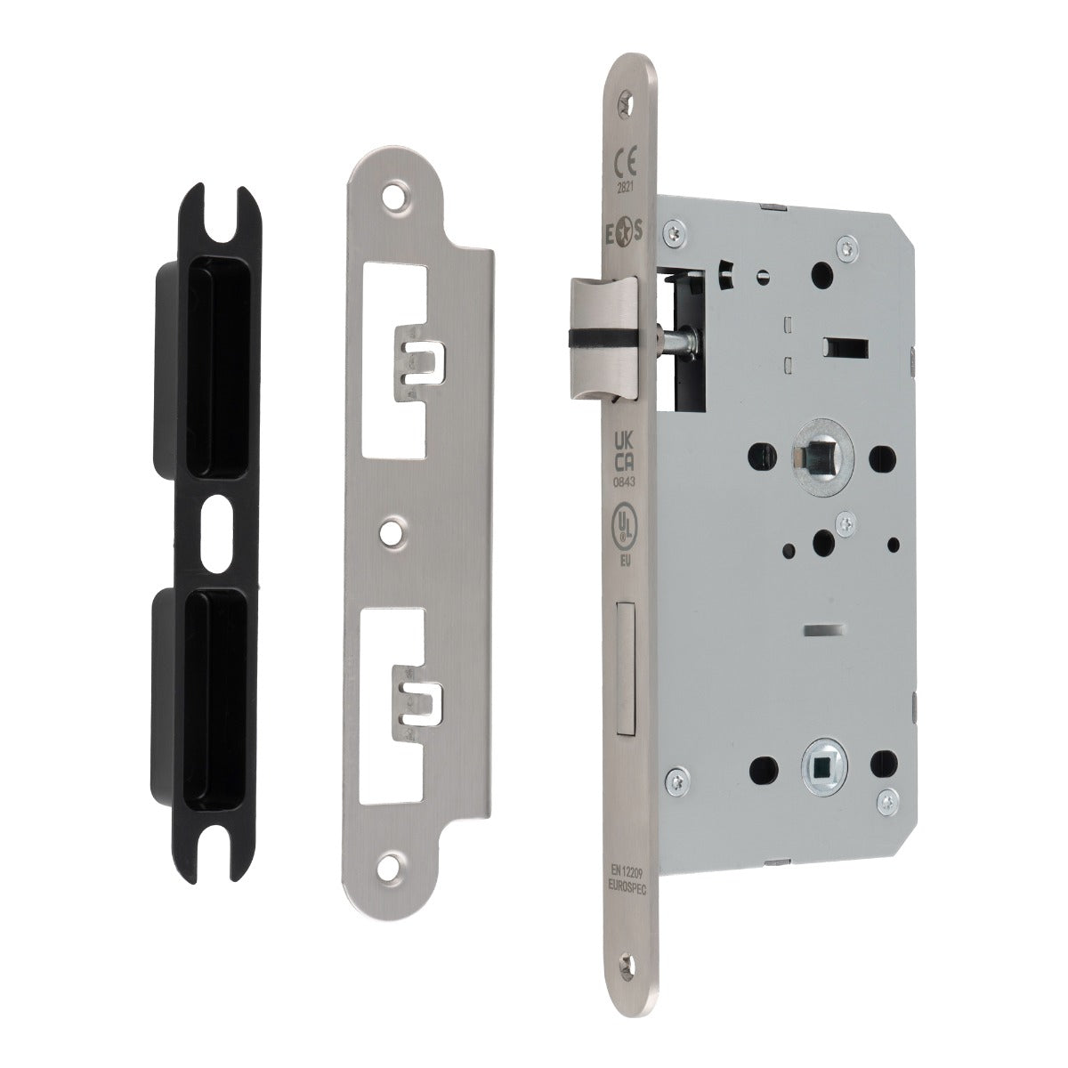 Eurospec - DIN Bathroom Lock Radius - Satin Stainless Steel