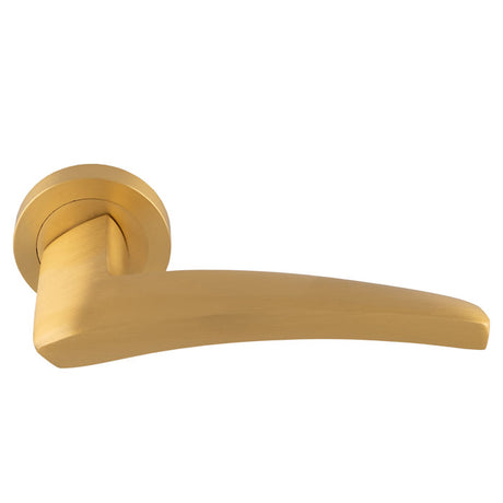 High quality image of Manital - Dune lever on Round Rose - Satin Brass | Sku. du5sb | Trade Door Handles.