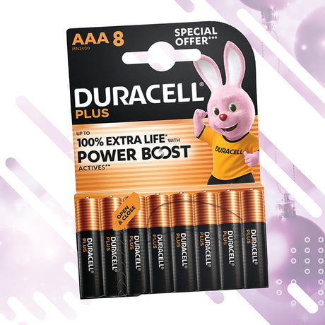 Duracell Plus AAA Alkaline Batteries - Pack of 8