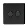 This is an image of Eurolite - Concealed 3mm 2 Gang Dimmer Matt Black (With Black Trim) | Sku. ecmb2dled | available from Trade Door Handles.