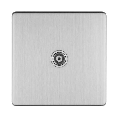 This is an image of Eurolite - Concealed 3mm 3 Gang Isolated Tv Stainless Steel (With White Trim) | Sku. ecss1tvw | available from Trade Door Handles.