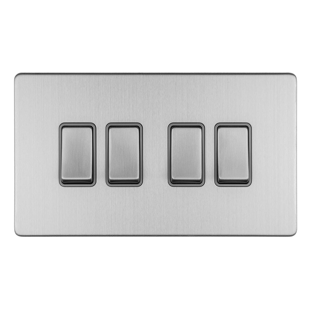 This is an image of Eurolite - Concealed 3mm 5 Gang 10Amp 2Way Switch Stainless Steel (With Matching Trim) | Sku. ecss4swg | available from Trade Door Handles.
