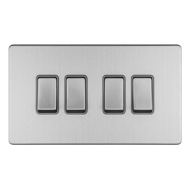 This is an image of Eurolite - Concealed 3mm 5 Gang 10Amp 2Way Switch Stainless Steel (With Matching Trim) | Sku. ecss4swg | available from Trade Door Handles.