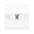 This is an image of Eurolite - Concealed 3mm 2 Gang Dimmer Matt White (With White Trim) | Sku. ecw2dled | available from Trade Door Handles.