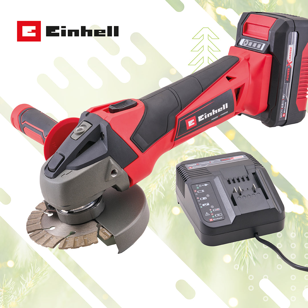 Einhell 18V Power X-Change Brushless Angle Grinder Kit 115mm - 1 x 4.0Ah