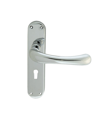 High quality image of Carlisle Brass - Ibra Lever On Backplate - Lock 57Mm C/C - Polished Chrome | Sku. cbl11cp | Trade Door Handles.