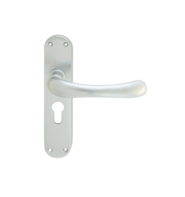 High quality image of Manital - Ibra Lever on Euro Lock Backplate - Satin Chrome | Sku. el11ysc | Trade Door Handles.