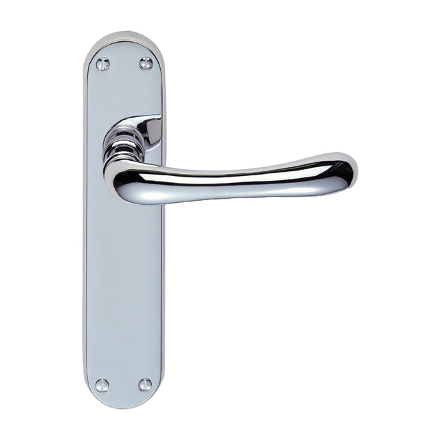High quality image of Manital - Ibra Lever on Latch Backplate - Polished Chrome | Sku. el12cp | Trade Door Handles.