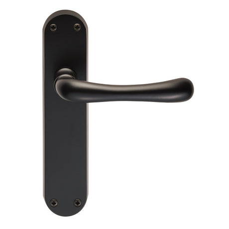 High quality image of Manital - Ibra Lever on Latch Backplate - Matt Black | Sku. el12mb | Trade Door Handles.