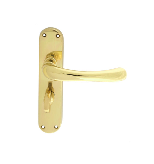 High quality image of Manital - Ibra Lever on WC Backplate - Polished Brass | Sku. el13 | Trade Door Handles.