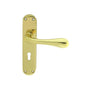 High quality image of Manital - Astro Lever on Lock Backplate - Polished Brass | Sku. el21 | Trade Door Handles.