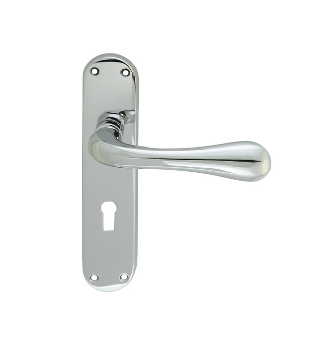High quality image of Manital - Astro Lever on Lock Backplate - Polished Chrome | Sku. el21cp | Trade Door Handles.