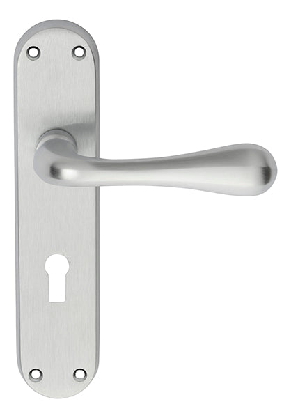 High quality image of Manital - Astro Lever on Lock Backplate - Satin Chrome | Sku. el21sc | Trade Door Handles.