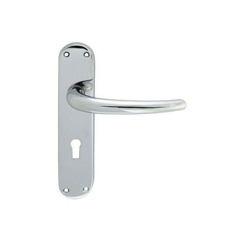 High quality image of Manital - Lilla Lever on Lock Backplate - Polished Chrome | Sku. el31cp | Trade Door Handles.