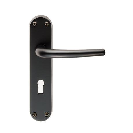 High quality image of Manital - Lilla Lever on Lock Backplate - Matt Black | Sku. el31mb | Trade Door Handles.