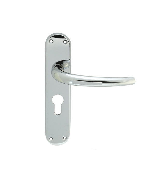 High quality image of Manital - Lilla Lever on Euro Lock Backplate - Polished Chrome | Sku. el31ycp | Trade Door Handles.