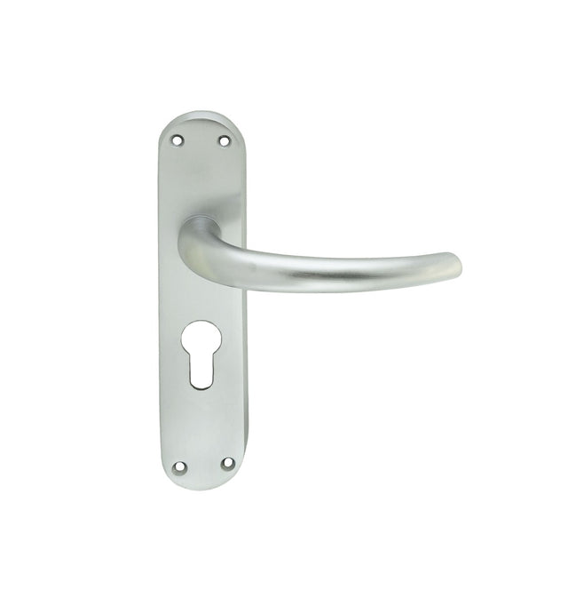 High quality image of Manital - Lilla Lever on Euro Lock Backplate - Satin Chrome | Sku. el31ysc | Trade Door Handles.