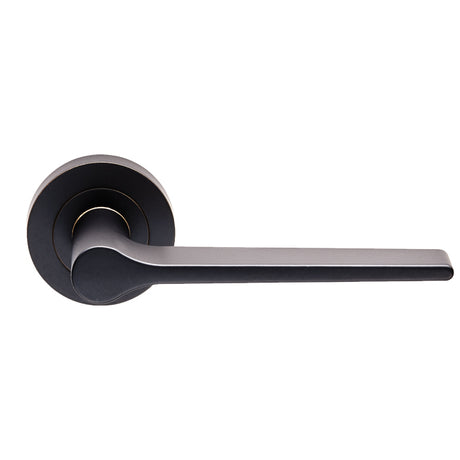 High quality image of Carlisle Brass - Velino Lever on Round Rose - Matt Black | Sku. eul020mb | Trade Door Handles.