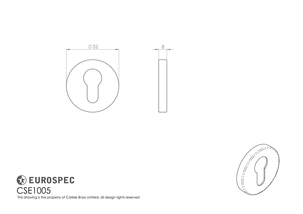 Eurospec Door Furniture Antique Brass / Euro Profile Escutcheons Eurospec - Euro Escutcheon - Antique Brass