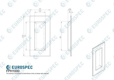 Eurospec Door Furniture Antique Brass / Flush Handle / Rectangular Eurospec - Flush Pull - Antique Brass