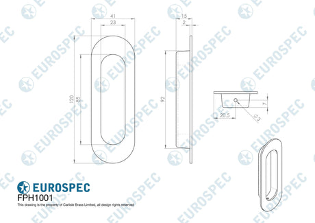 Eurospec Door Furniture Antique Brass / Flush Handle / Radius Eurospec - Radius Flush Pull - Antique Brass