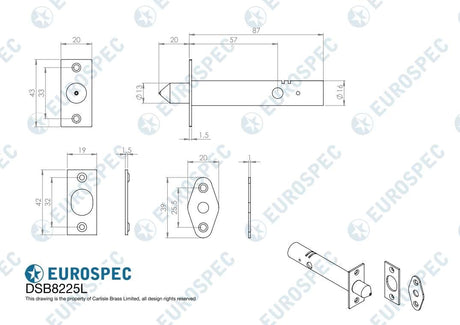Eurospec Locks & Latches Polished Chrome / Rack Bolt Eurospec - Security Door Bolt Long - Polished Chrome