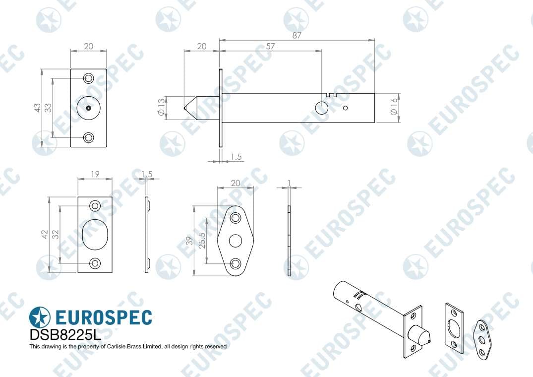 Eurospec Locks & Latches Satin Chrome / Rack Bolt Eurospec - Security Door Bolt Long - Satin Chrome