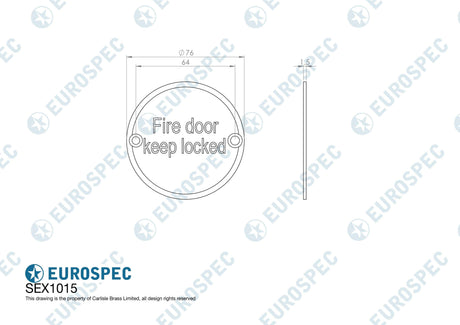 Eurospec Door Furniture Antique Brass / Signs Eurospec - Signage Fire Door - Keep Locked - Antique Brass